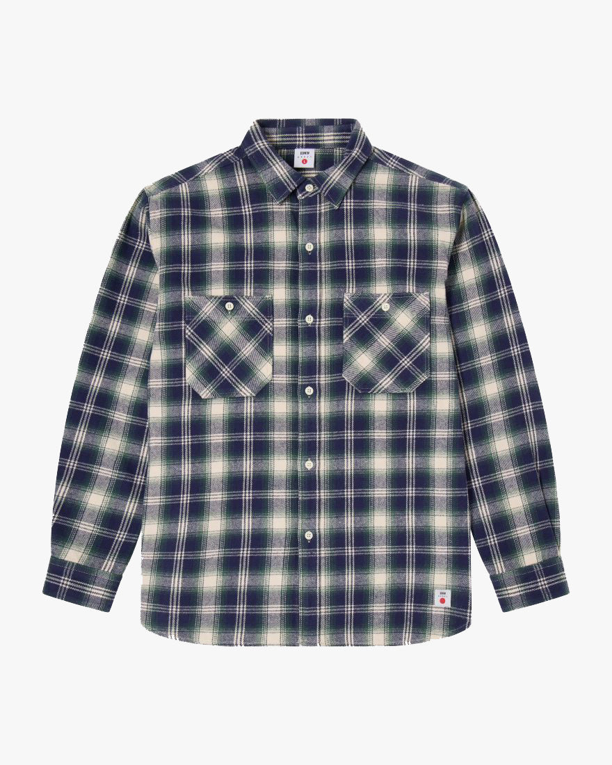 Edwin L/S Work Shirt - Navy / Green | Edwin Shirts | JEANSTORE