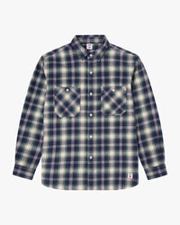 Edwin L/S Work Shirt - Navy / Green | Edwin Shirts | JEANSTORE