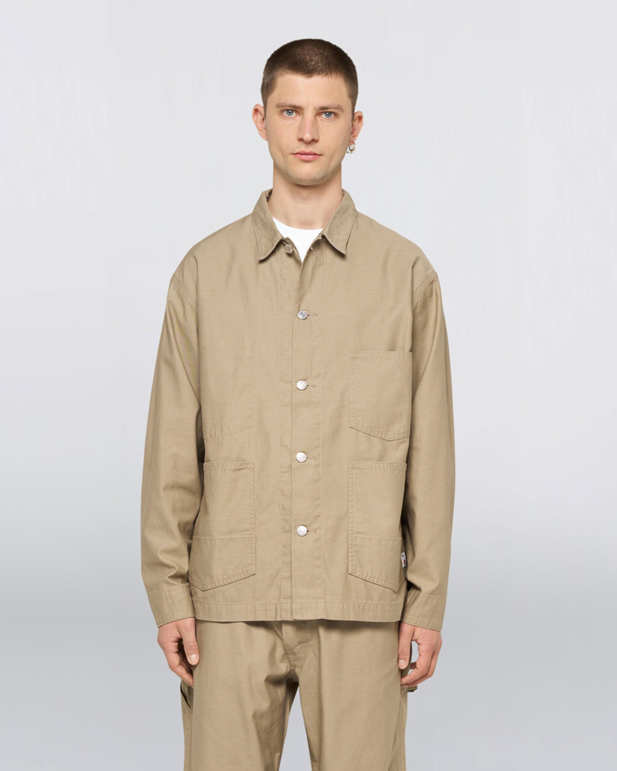 Edwin Military Cloth Back Satin Coverall - Beige Garment Washed