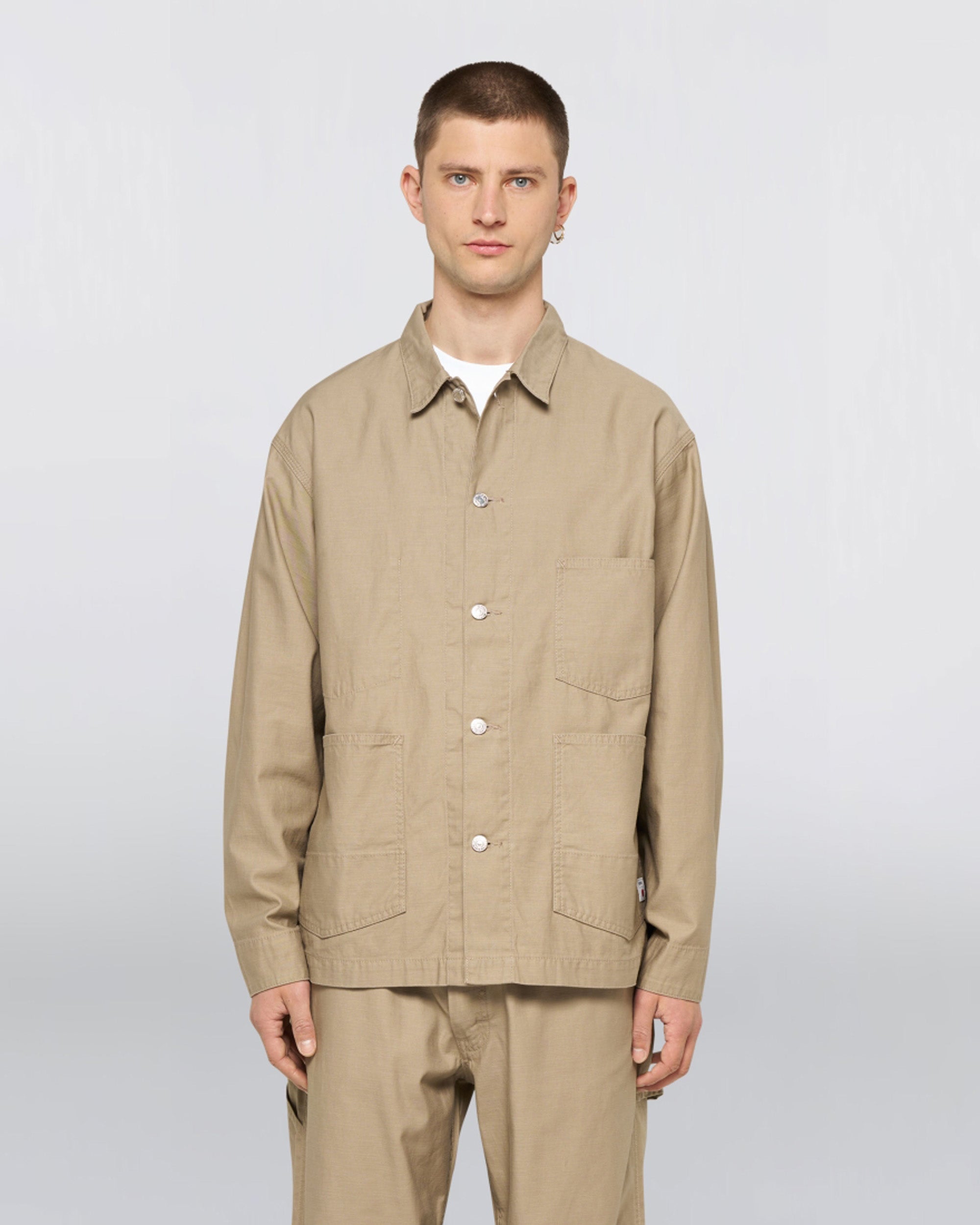 Edwin Military Cloth Back Satin Coverall - Beige Garment Washed