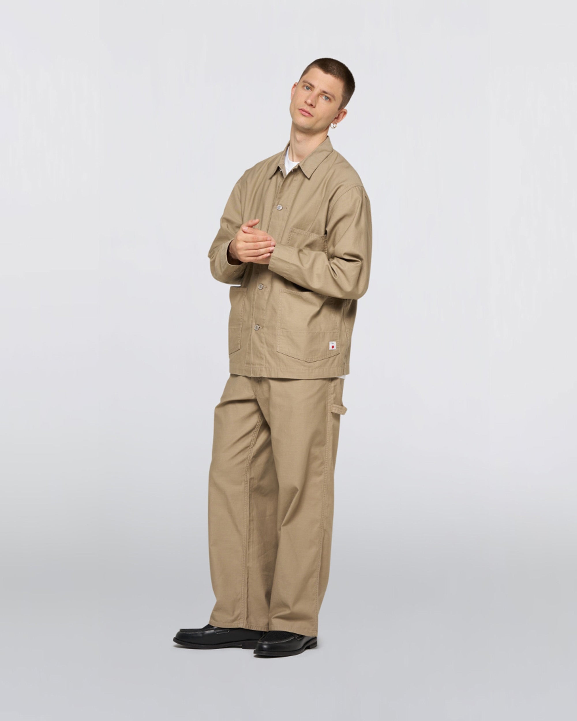 Edwin Military Cloth Back Satin Coverall - Beige Garment Washed