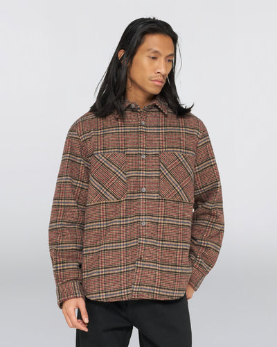 Edwin Julius L/S Shirt - Burgundy / Blue Garment Washed