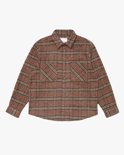 Edwin Julius L/S Shirt - Burgundy / Blue Garment Washed