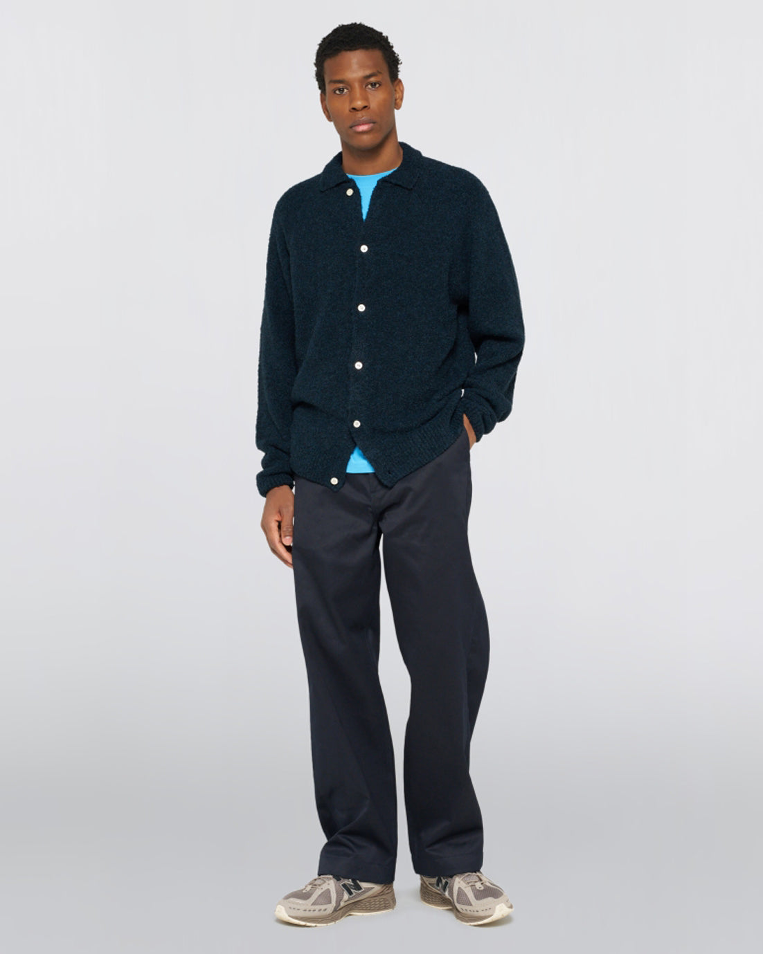 Edwin Gemini Cardigan - Navy Garment Washed