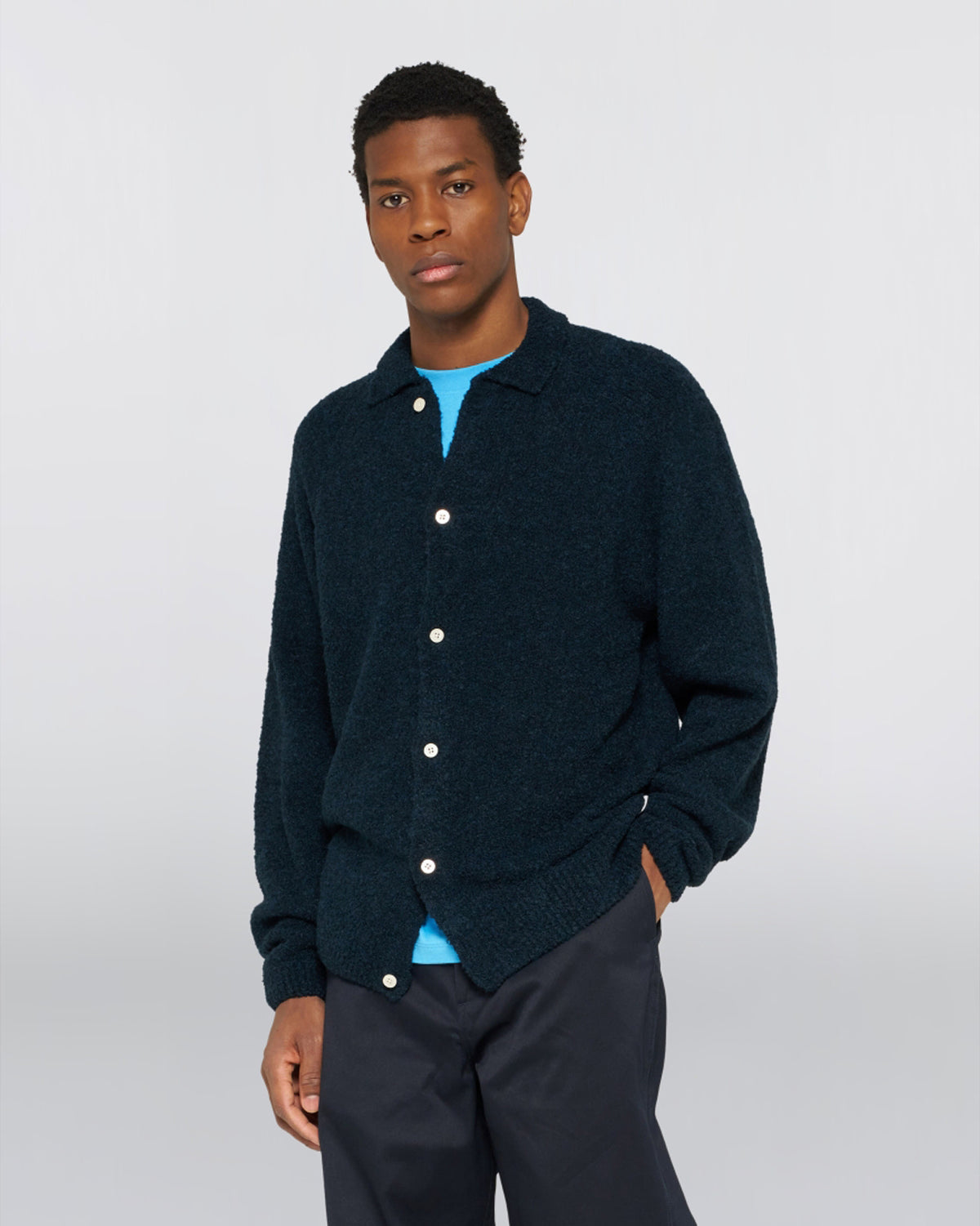 Edwin Gemini Cardigan - Navy Garment Washed