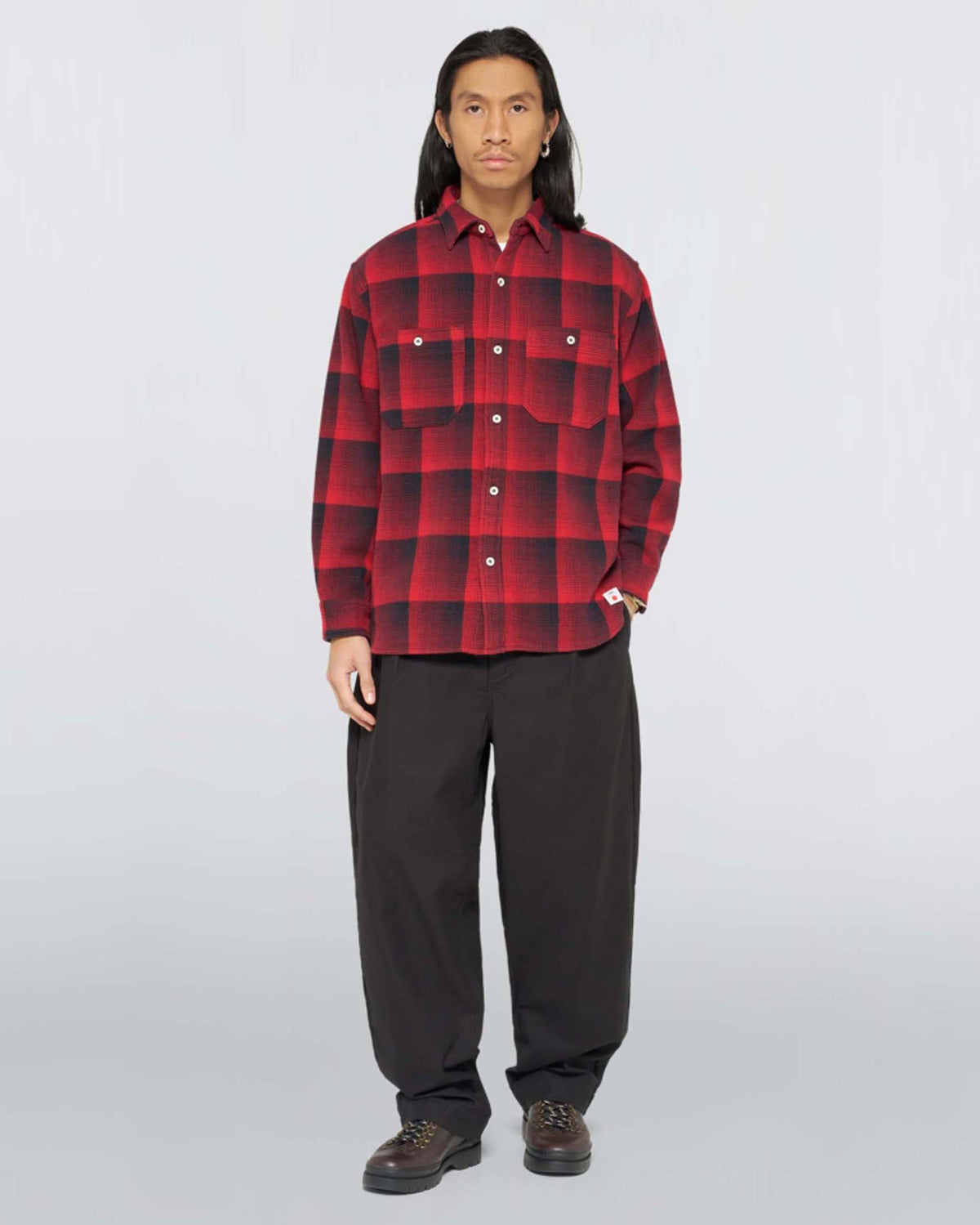 Edwin L/S Work Shirt - Red Garment Washed | Edwin Shirts | Jeanstore
