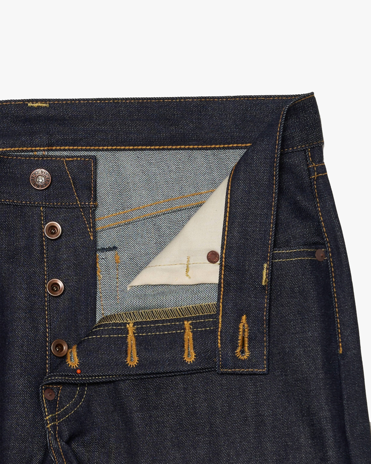 Edwin Made in Japan Nashville Loose Mens Jeans - 14oz Red Listed Selvage Denim / Blue Unwashed
