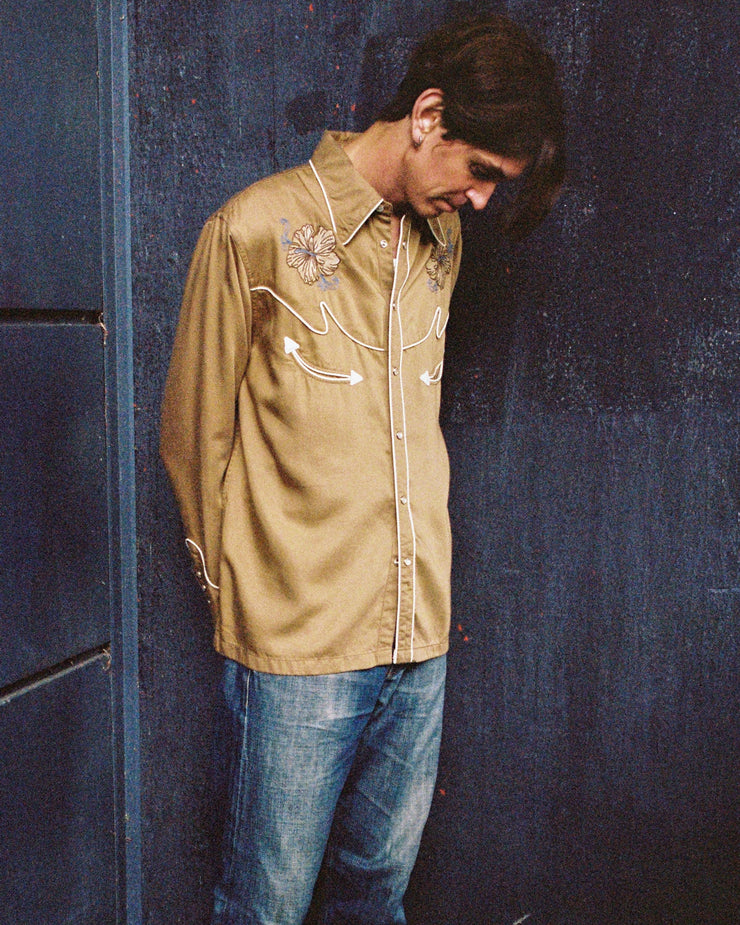 Nudie Jeans Gonzo Flower Cowboy Shirt - Tobacco