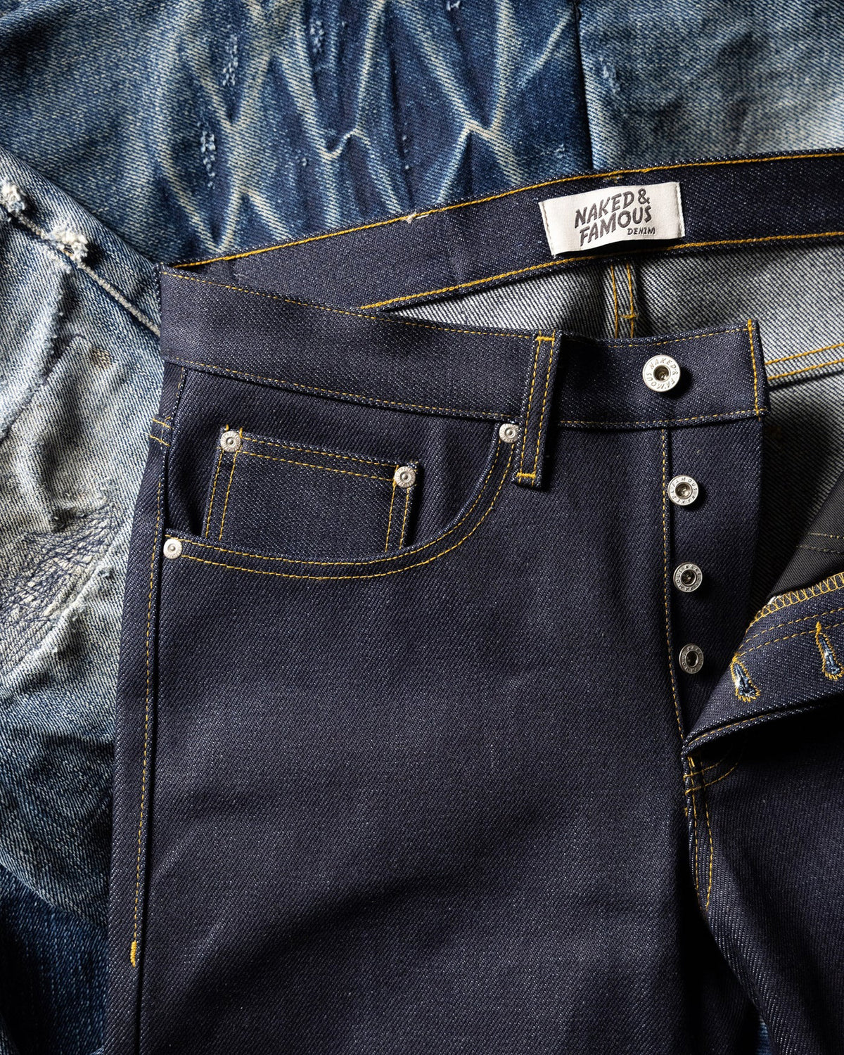 Naked & Famous Denim Weird Guy Regular Tapered Mens Jeans - Elephant 2 Reborn