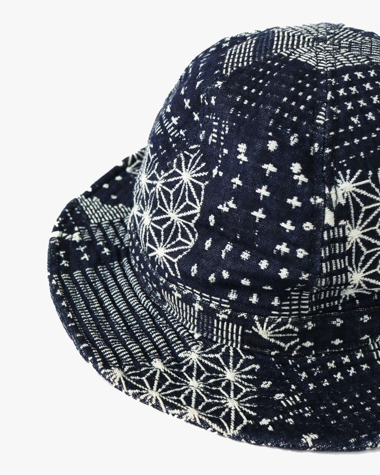 Japan Blue Sashiko Sweat Bucket Hat - Indigo Pattern 2
