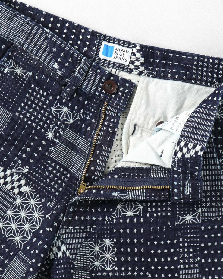 Japan Blue Sashiko Sweat Shorts - Indigo Pattern 2