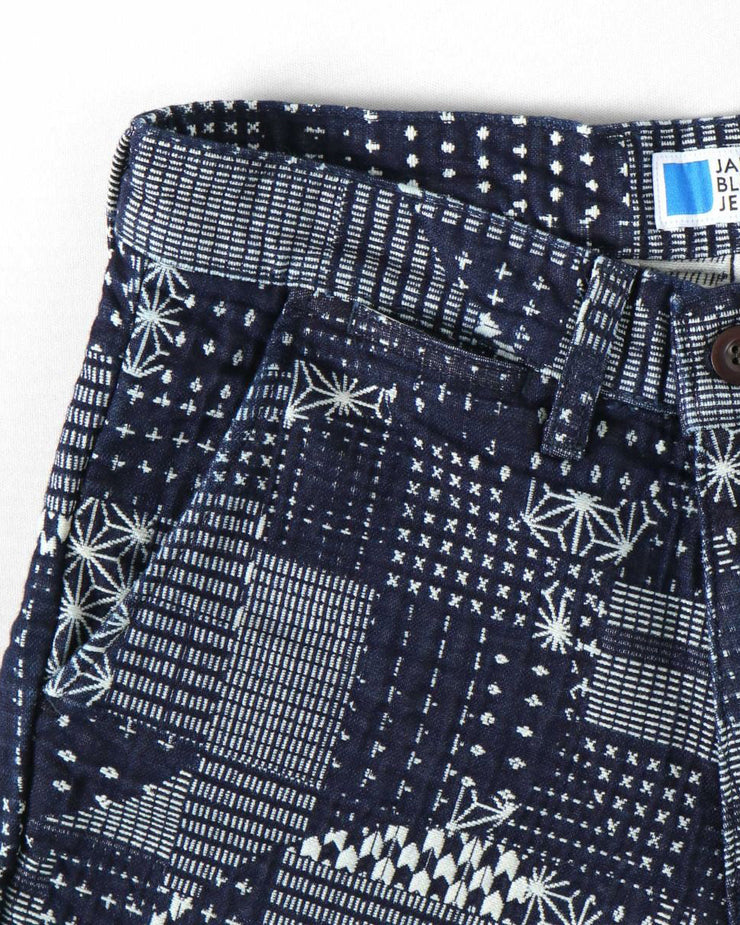 Japan Blue Sashiko Sweat Shorts - Indigo Pattern 2