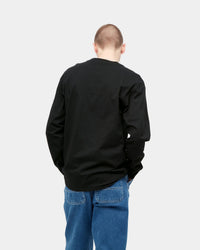 Carhartt WIP L/S American Script Tee - Black | Carhartt WIP T Shirts | JEANSTORE