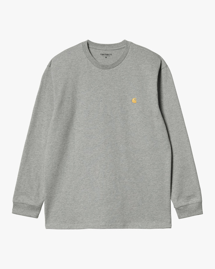 Carhartt WIP L/S Chase Tee - Grey Heather / Gold