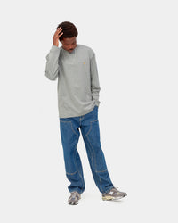 Carhartt WIP L/S Chase Tee - Grey Heather / Gold | Carhartt WIP T Shirts | JEANSTORE