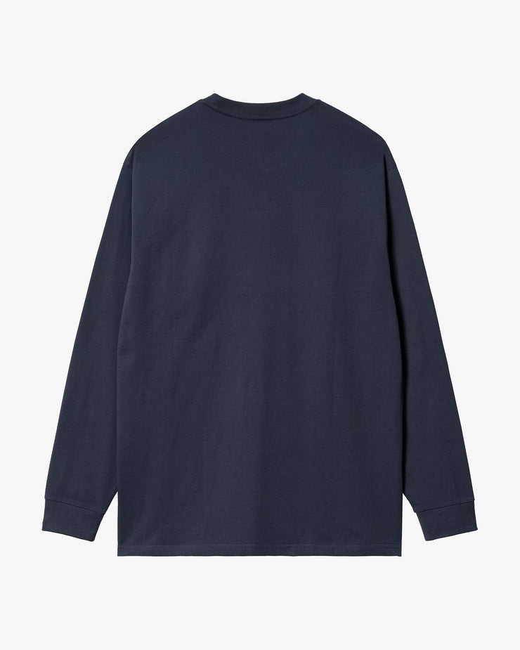 Carhartt WIP L/S Script Embroidery Tee - Air Force Blue / White