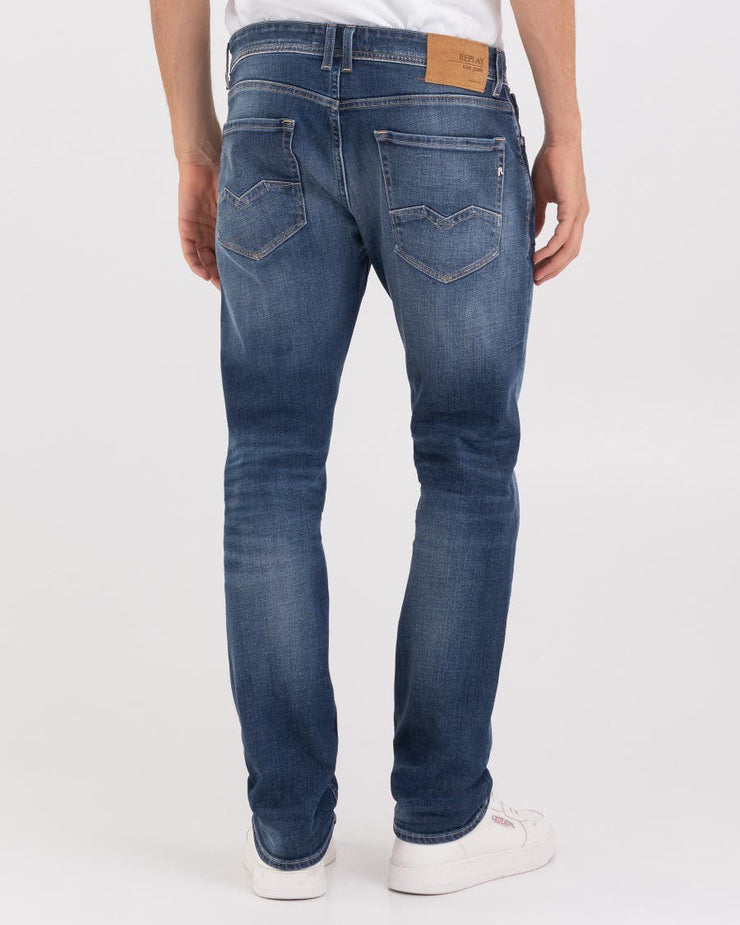 Replay Rocco Relaxed Straight Mens Jeans - Dark Blue