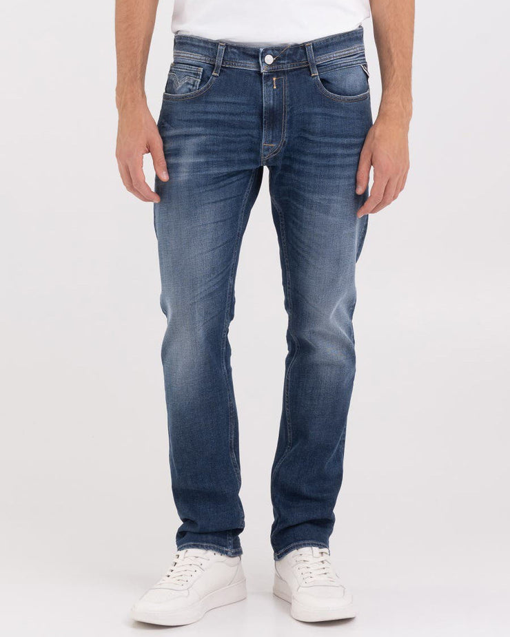 Replay Rocco Relaxed Straight Mens Jeans - Dark Blue