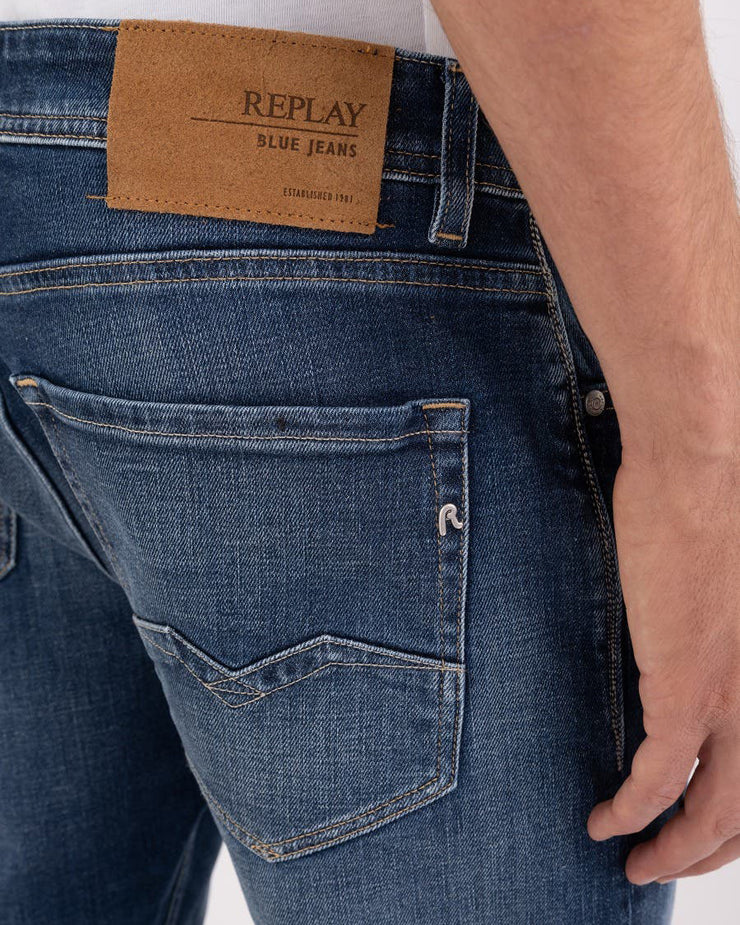 Replay Rocco Relaxed Straight Mens Jeans - Dark Blue