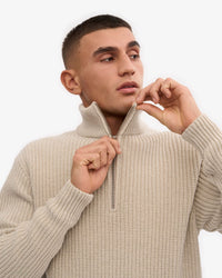 Colorful Standard Merino Wool Quarter Zip Sweater - Ivory White