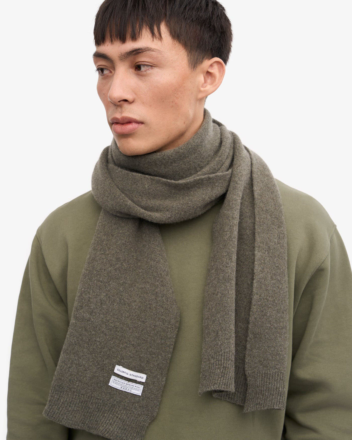 Colorful Standard Merino Wool Scarf - Dusty Olive | Colorful Standard Scarves | Jeanstore
