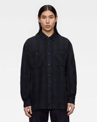 MOMOTARO JEANS MMLS6002 Block Check L/S Shirt - Navy