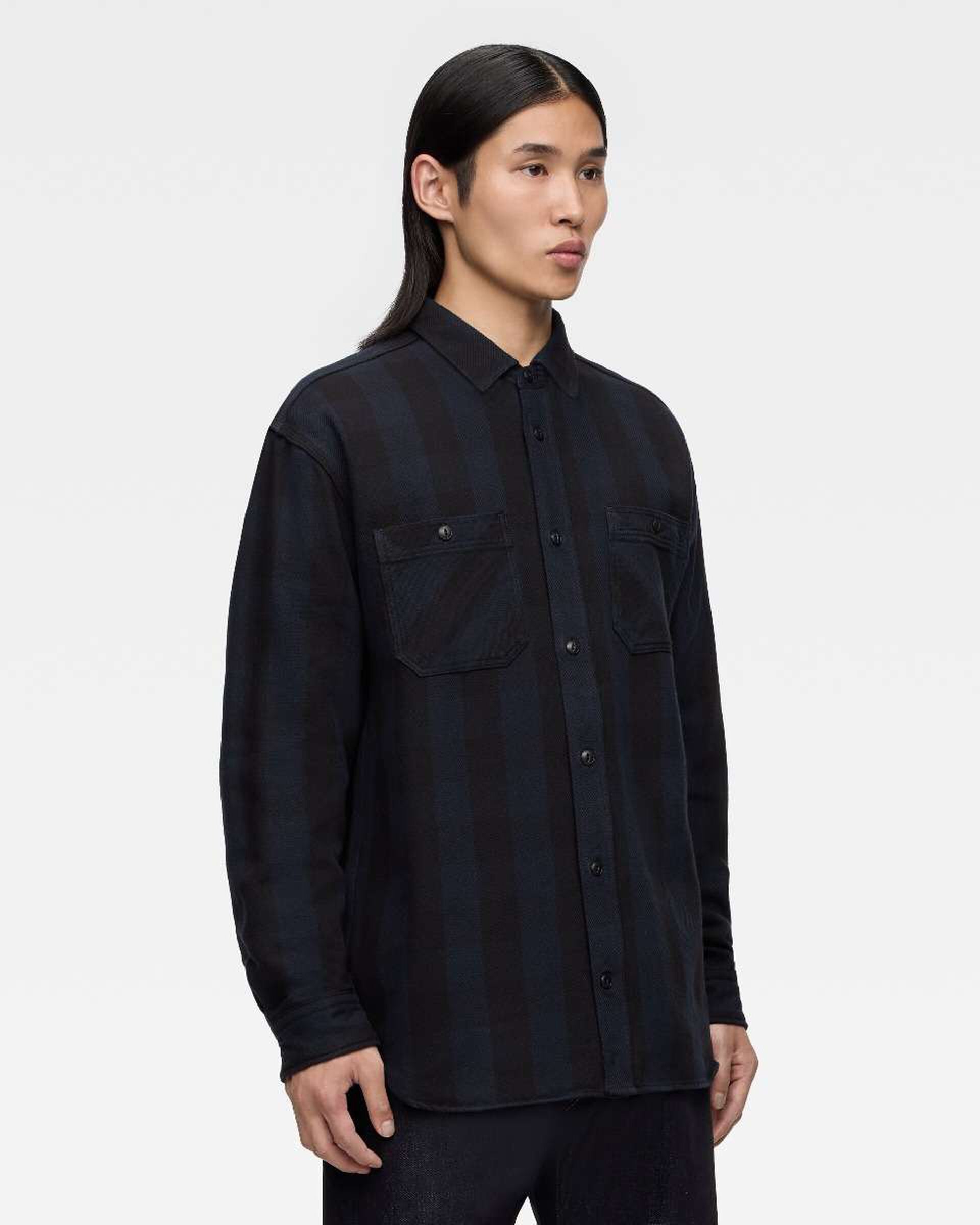 MOMOTARO JEANS MMLS6002 Block Check L/S Shirt - Navy