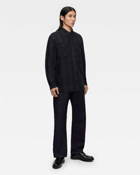 MOMOTARO JEANS MMLS6002 Block Check L/S Shirt - Navy