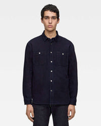MOMOTARO JEANS MXLS1036 Triple Stitch L/S Dobby Shirt - Indigo | MOMOTARO JEANS Shirts | JEANSTORE