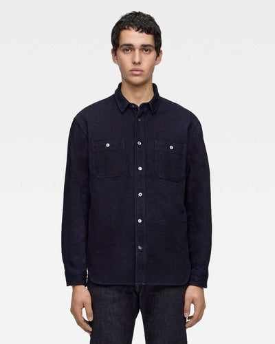MOMOTARO JEANS MXLS1036 Triple Stitch L/S Dobby Shirt - Indigo | MOMOTARO JEANS Shirts | JEANSTORE