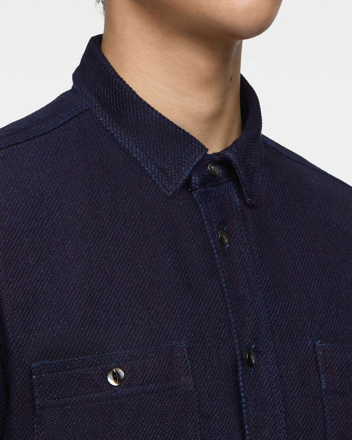 MOMOTARO JEANS MXLS1036 Triple Stitch L/S Dobby Shirt - Indigo | MOMOTARO JEANS Shirts | JEANSTORE