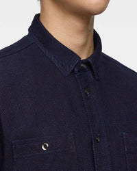 MOMOTARO JEANS MXLS1036 Triple Stitch L/S Dobby Shirt - Indigo | MOMOTARO JEANS Shirts | JEANSTORE