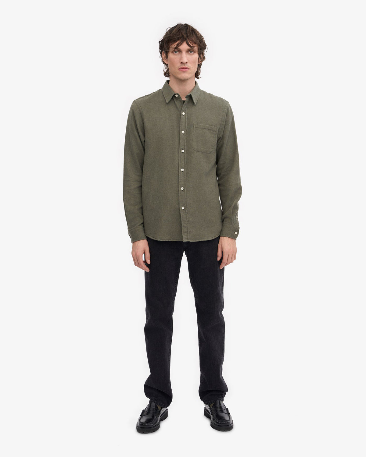Colorful Standard Organic Flannel Shirt - Dusty Olive | Colorful Standard Shirts | JEANSTORE