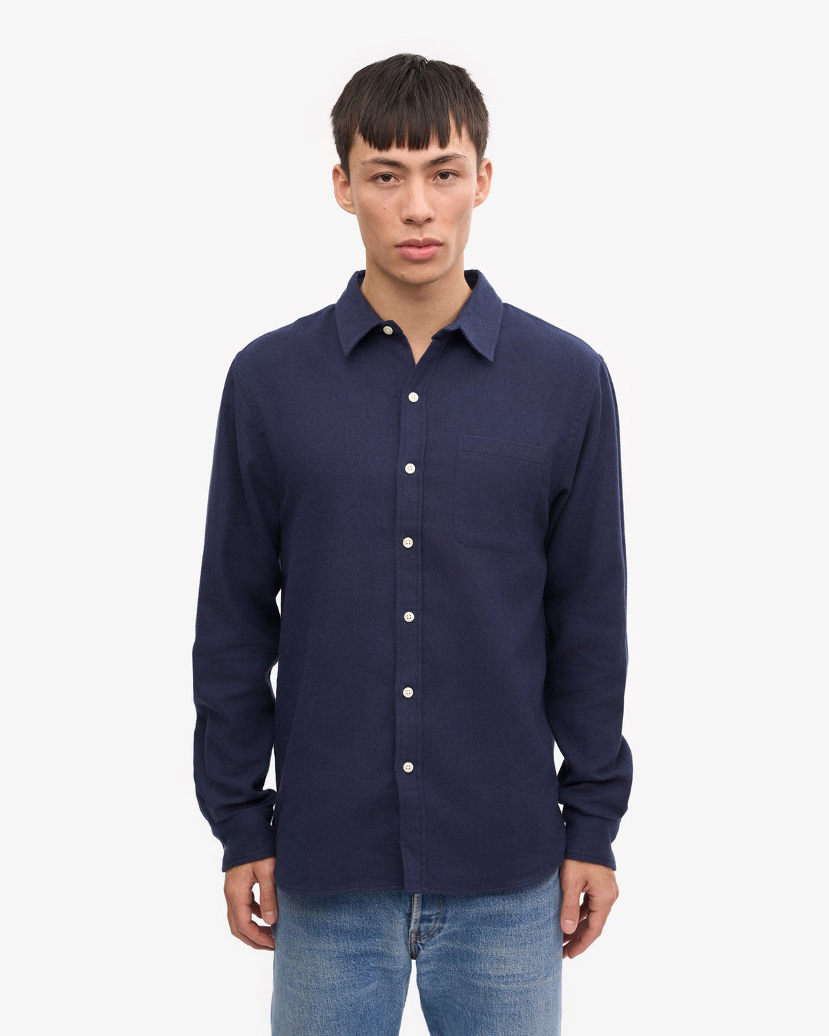 Colorful Standard Organic Flannel Shirt - Navy Blue | Colorful Standard Shirts | JEANSTORE
