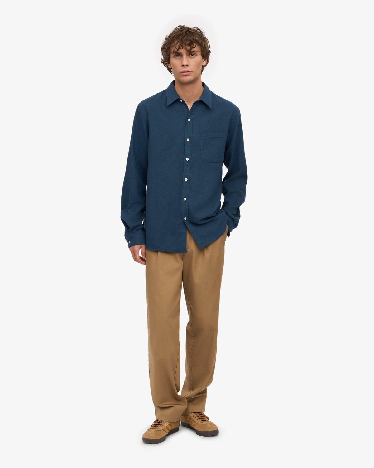 Colorful Standard Organic Flannel Shirt - Petrol Blue | Colorful Standard Shirts | JEANSTORE