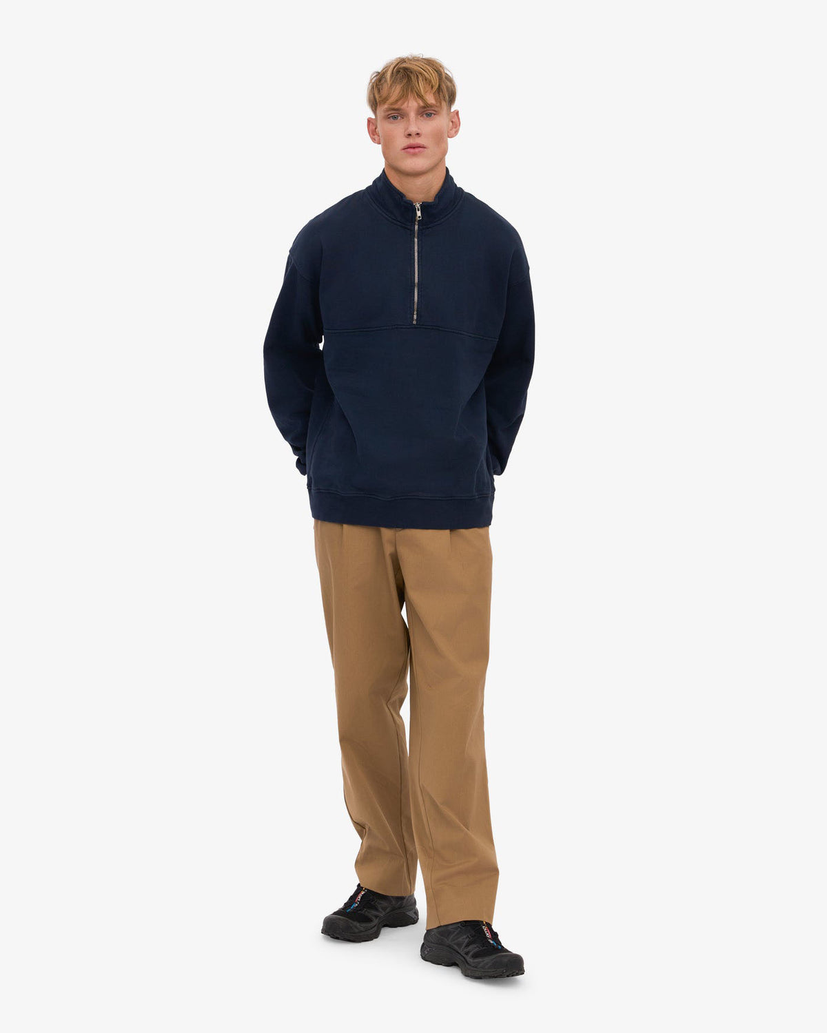Colorful Standard Organic Quarter Zip Sweater - Navy Blue