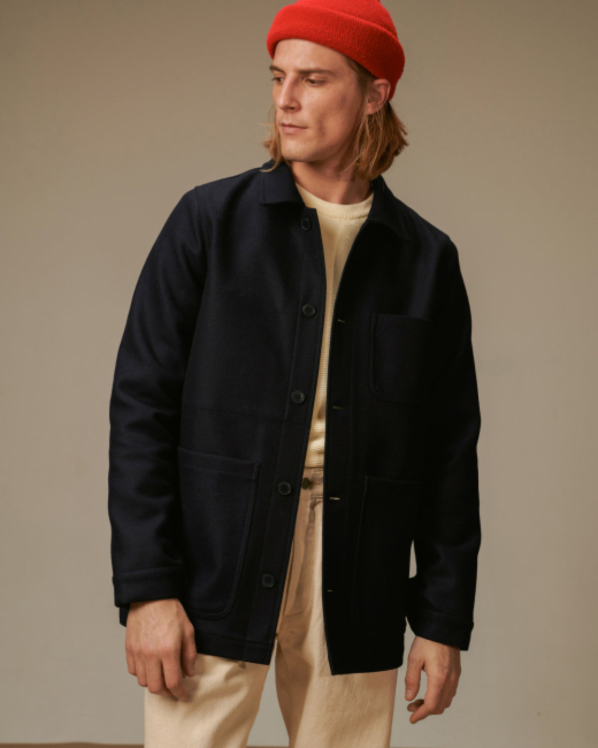 Le Mont St Michel Victorien Wool Work Jacket - Navy