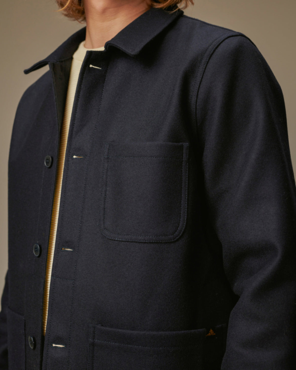 Le Mont St Michel Victorien Wool Work Jacket - Navy