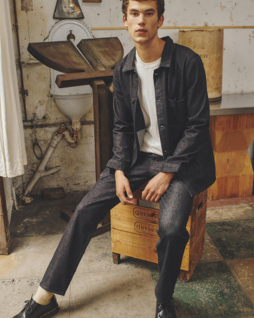 Le Mont St Michel Valmon Denim Work Jacket - Black