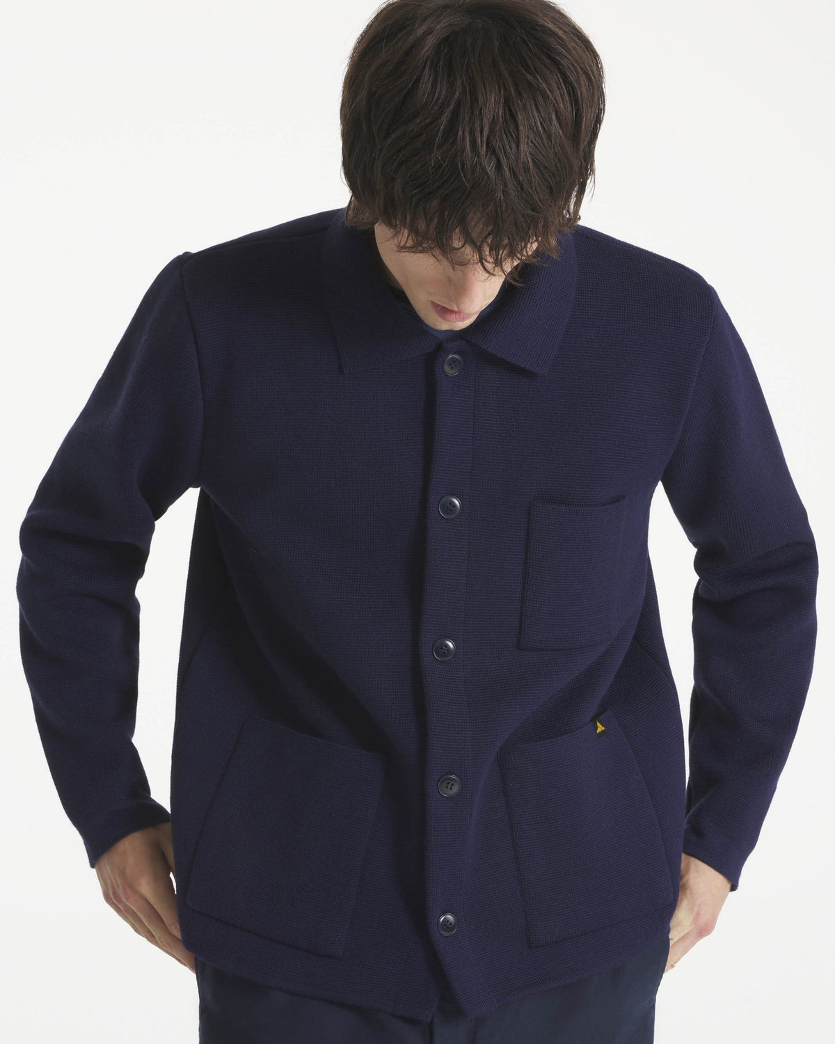 Le Mont St Michel Guino Wool Work Cardigan - Navy