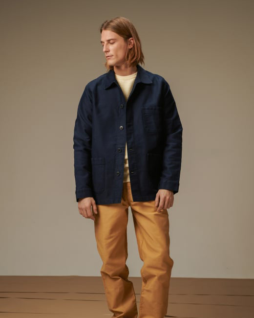 Le Mont St Michel Moleskin Authentic Work Jacket - Navy | Le Mont St Michel Jackets & Coats | JEANSTORE