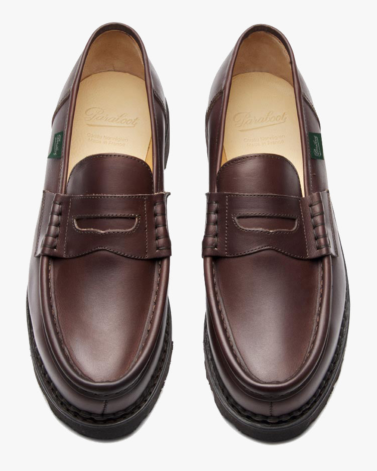 靴 PARABOOT REIMS MARCHE LIS CAFE 7 BRW Paraboot Reims Loafer - Lisse Cafe / Marche Marron