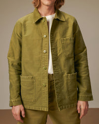 Le Mont St Michel Moleskin Vintage Washed Work Jacket - Khaki | Le Mont St Michel Jackets & Coats | JEANSTORE