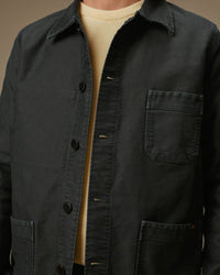 Le Mont St Michel Moleskin Vintage Washed Work Jacket - Black | Le Mont St Michel Jackets & Coats | JEANSTORE