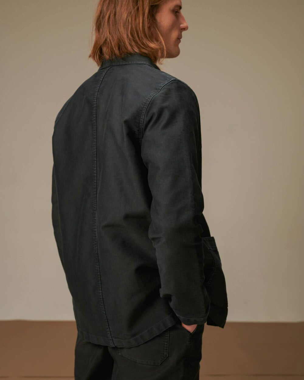Le Mont St Michel Moleskin Vintage Washed Work Jacket - Black | Le Mont St Michel Jackets & Coats | JEANSTORE