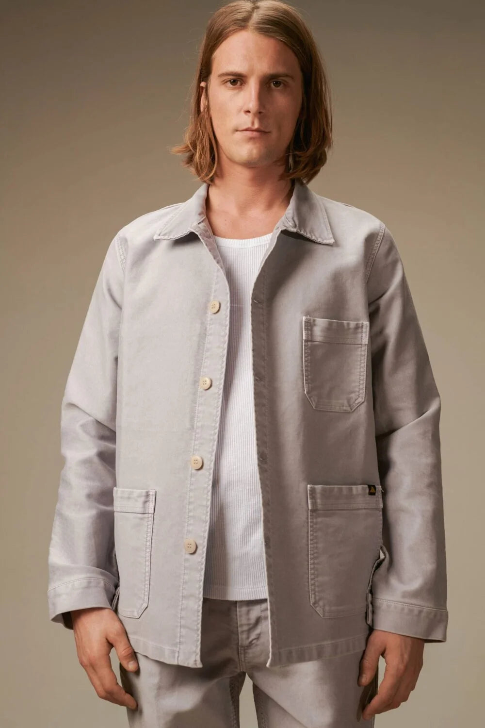 Le Mont St Michel Moleskin Vintage Washed Work Jacket - Grey | Le Mont St Michel Jackets & Coats | JEANSTORE
