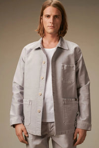 Le Mont St Michel Moleskin Vintage Washed Work Jacket - Grey | Le Mont St Michel Jackets & Coats | JEANSTORE