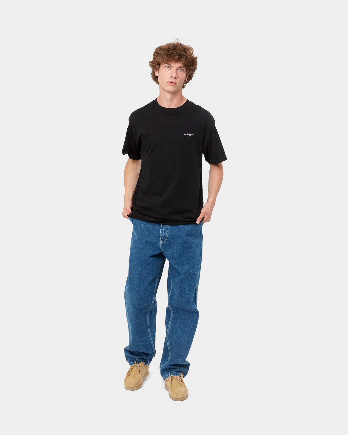 Carhartt WIP S/S Script Embroidery Tee - Black / White | Carhartt WIP T Shirts | JEANSTORE