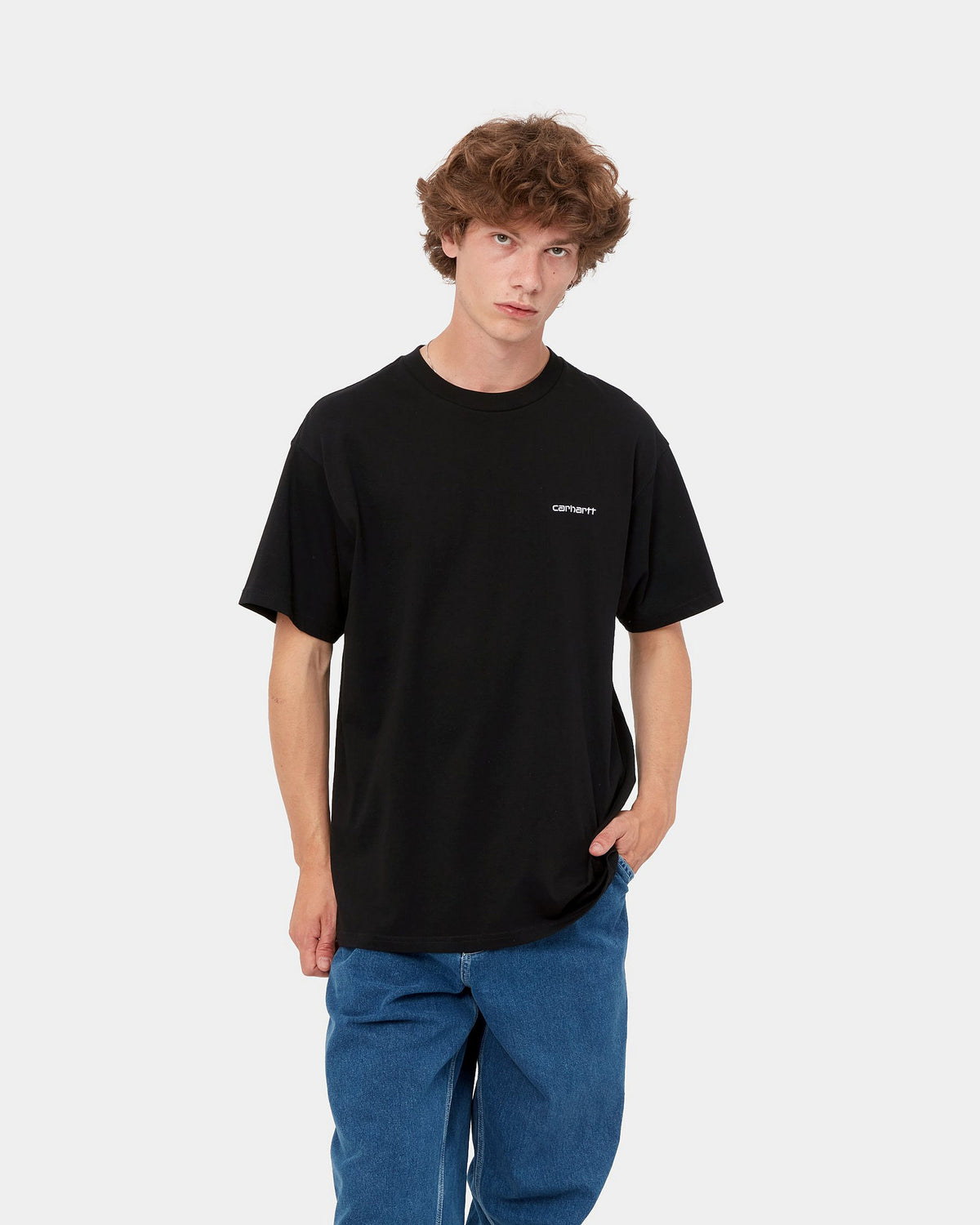 Carhartt WIP S/S Script Embroidery Tee - Black / White | Carhartt WIP T Shirts | JEANSTORE