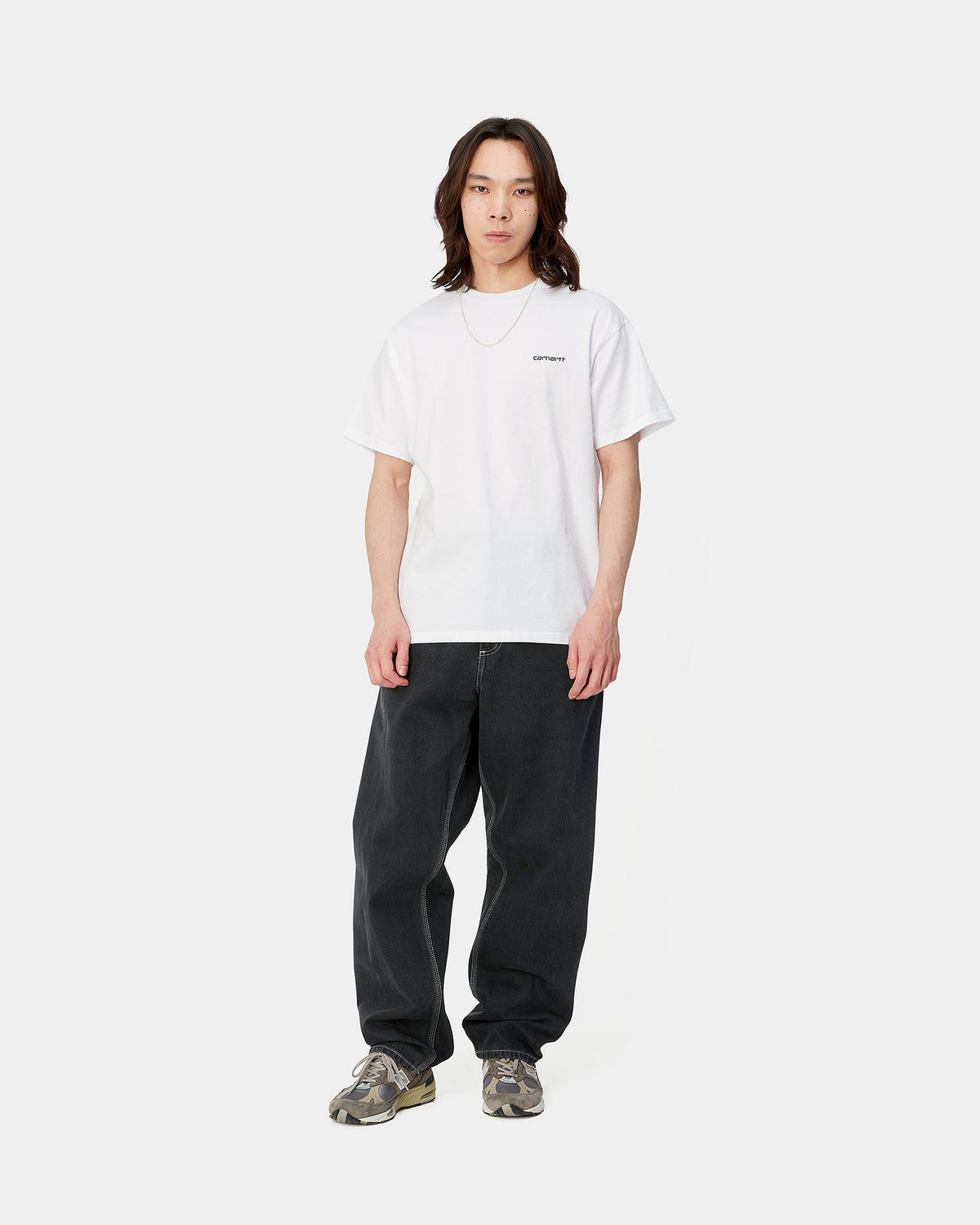 Carhartt WIP S/S Script Embroidery Tee - White / Black | Carhartt WIP T Shirts | JEANSTORE